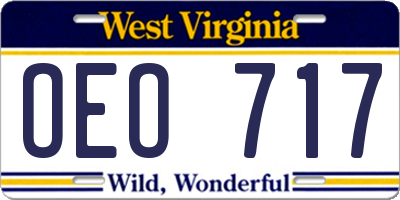 WV license plate OEO717