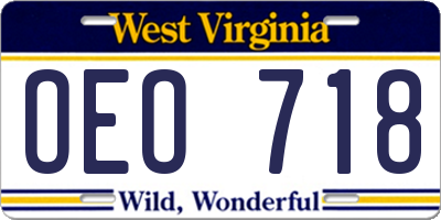 WV license plate OEO718