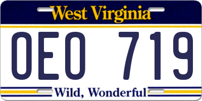 WV license plate OEO719
