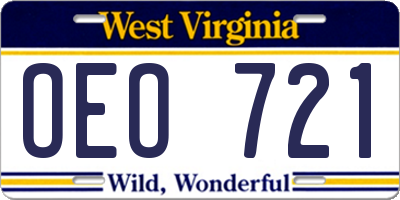 WV license plate OEO721