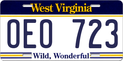 WV license plate OEO723