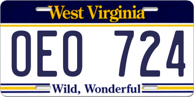 WV license plate OEO724