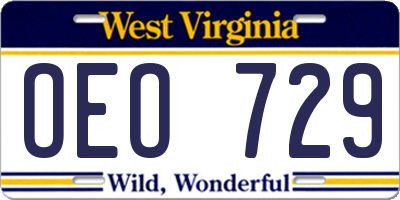 WV license plate OEO729
