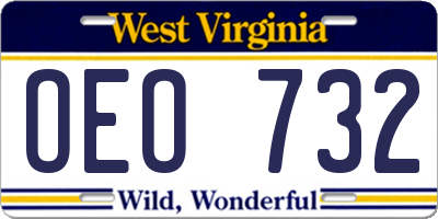 WV license plate OEO732