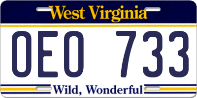 WV license plate OEO733