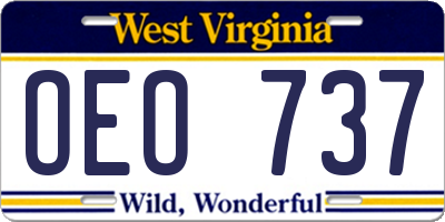 WV license plate OEO737