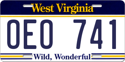 WV license plate OEO741