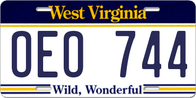 WV license plate OEO744
