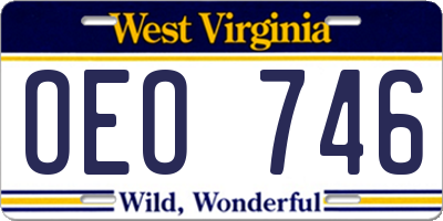 WV license plate OEO746