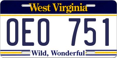 WV license plate OEO751
