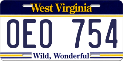 WV license plate OEO754