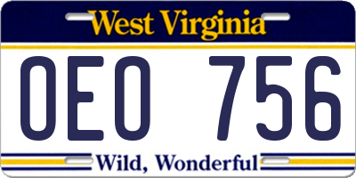 WV license plate OEO756