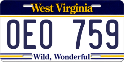WV license plate OEO759