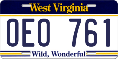 WV license plate OEO761