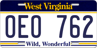 WV license plate OEO762