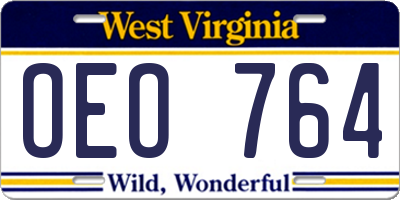 WV license plate OEO764