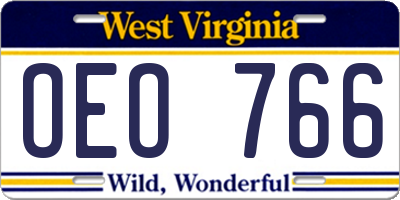 WV license plate OEO766