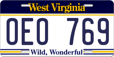 WV license plate OEO769