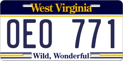 WV license plate OEO771