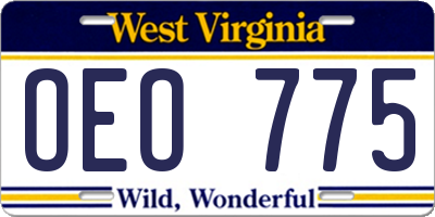WV license plate OEO775