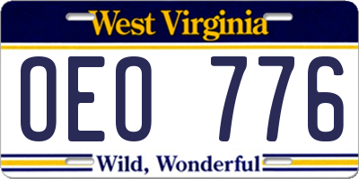 WV license plate OEO776