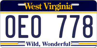 WV license plate OEO778
