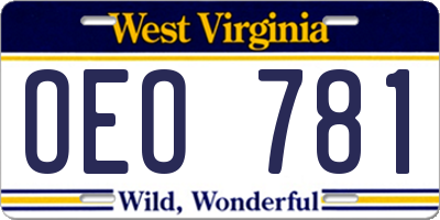 WV license plate OEO781