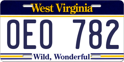 WV license plate OEO782