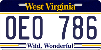 WV license plate OEO786