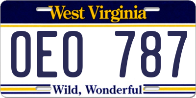 WV license plate OEO787