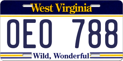 WV license plate OEO788