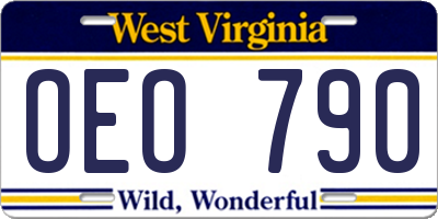 WV license plate OEO790