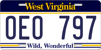 WV license plate OEO797