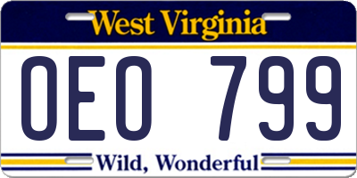 WV license plate OEO799