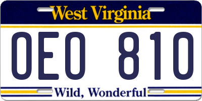 WV license plate OEO810