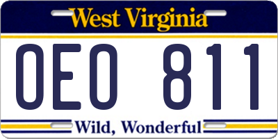 WV license plate OEO811