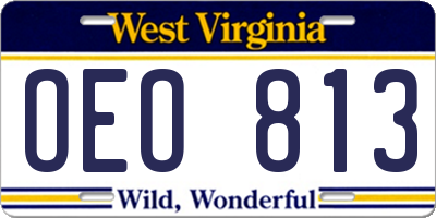 WV license plate OEO813