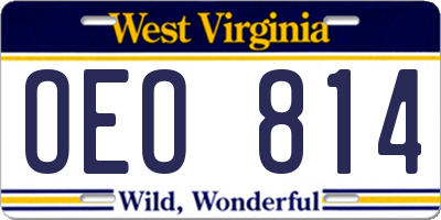 WV license plate OEO814