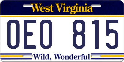 WV license plate OEO815