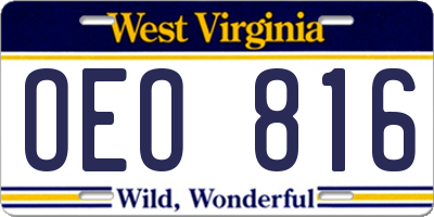 WV license plate OEO816
