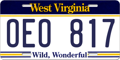 WV license plate OEO817