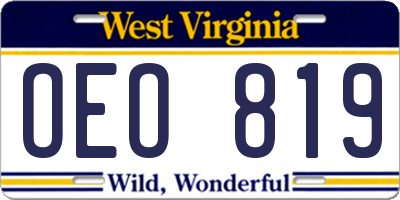 WV license plate OEO819
