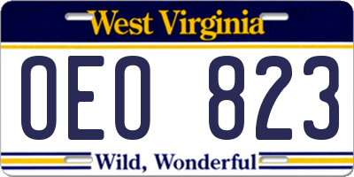 WV license plate OEO823