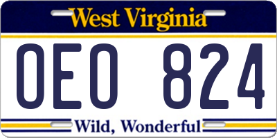 WV license plate OEO824