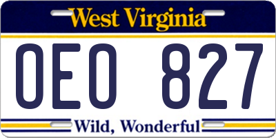 WV license plate OEO827