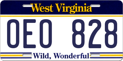 WV license plate OEO828