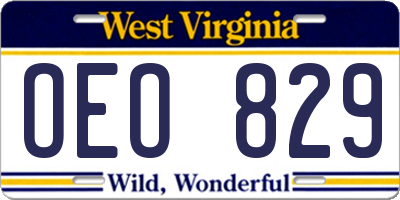 WV license plate OEO829