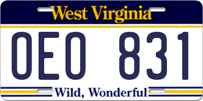 WV license plate OEO831