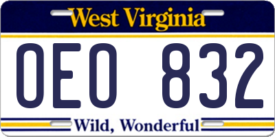 WV license plate OEO832