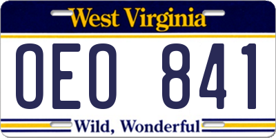 WV license plate OEO841